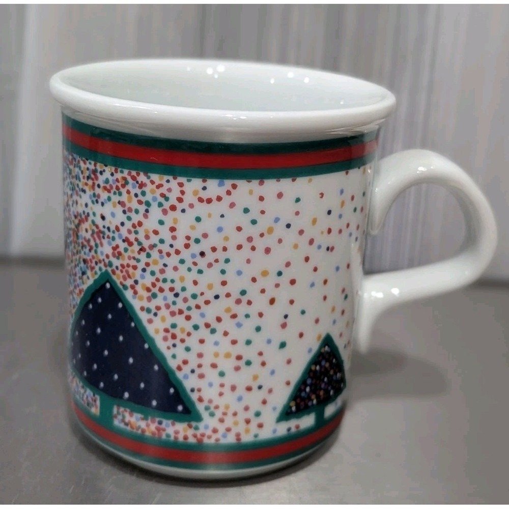 Dansk Winterfest Dinnerware Porcelain Portugal Coffee Mug Cup Winter Confetti
